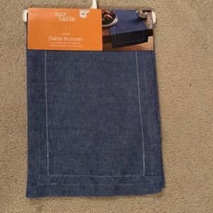 Our Table Locklin Blue Table Runner, measures 14 x 90, brand new with tags